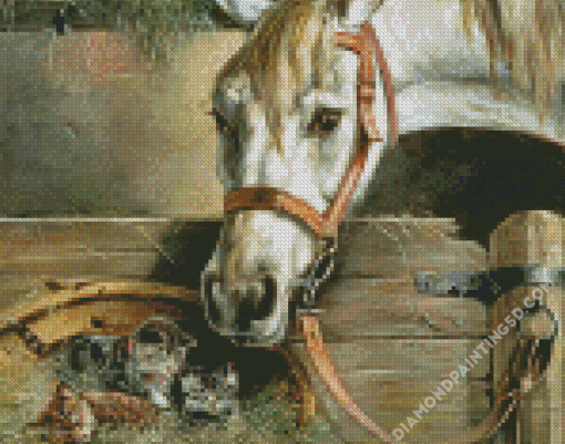 Cute Cats And Horse Art Diamond Paintings