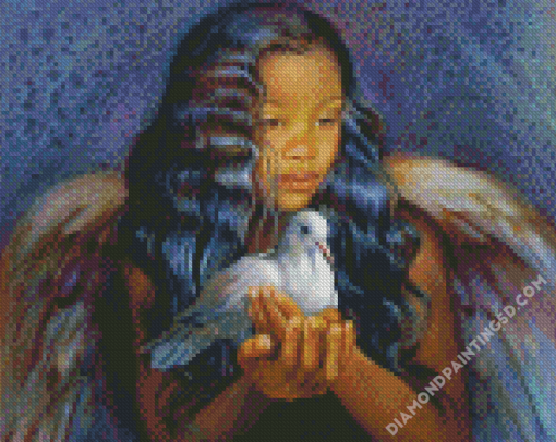 Little Girl Holding Dove Art Diamond Paintings