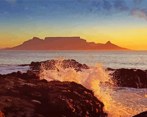 Table Mountain National Park At Sunset Diamond Paintings