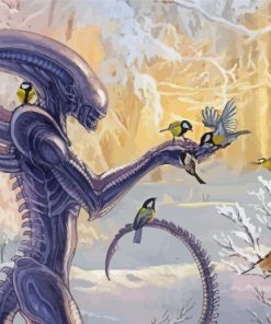 Xenomorph And Birds Diamond Paintings