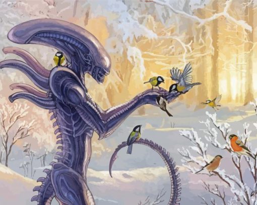 Xenomorph And Birds Diamond Paintings