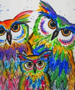 Abstract Owls Family Diamond Paintings