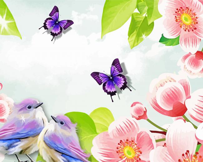 Aesthetic Birds Flowers Butterflies Diamond Paintings