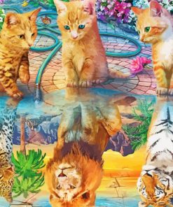 Aesthetic Cats Water Reflection Diamond Paintings