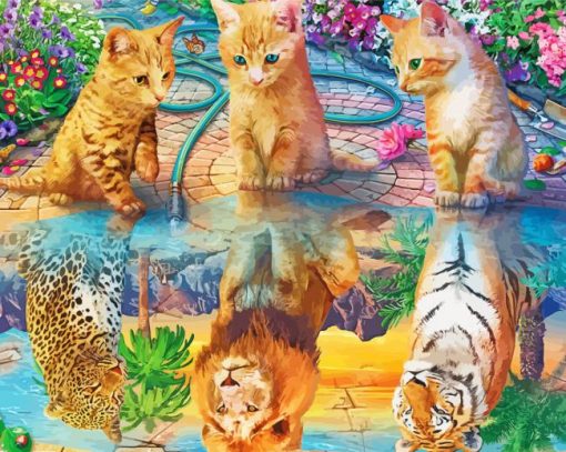 Aesthetic Cats Water Reflection Diamond Paintings