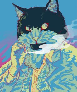 Aesthetic Smoking Cat Art Diamond Paintings