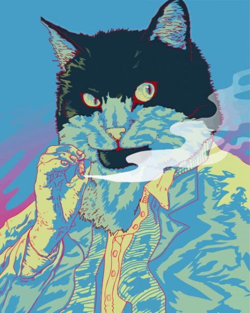 Aesthetic Smoking Cat Art Diamond Paintings