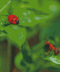 Ant And Ladybug On Leaves Diamond Paintings