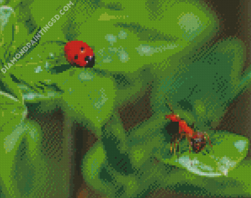 Ant And Ladybug On Leaves Diamond Paintings