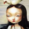 Asian Girl And Birds Diamond Paintings