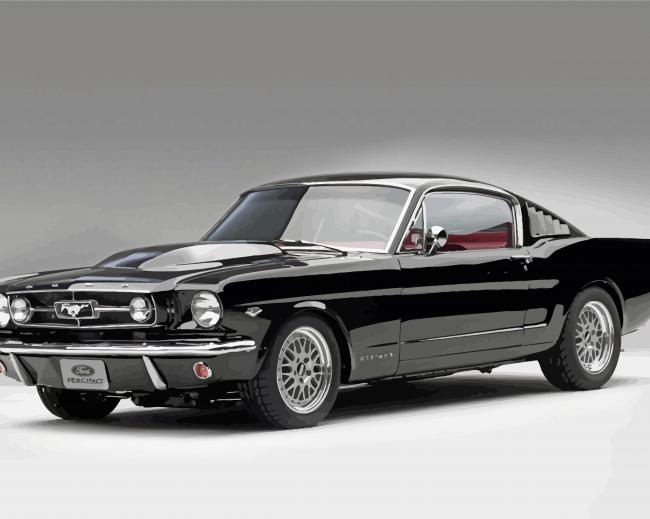 Black 64 Ford Mustang Car Diamond Paintings