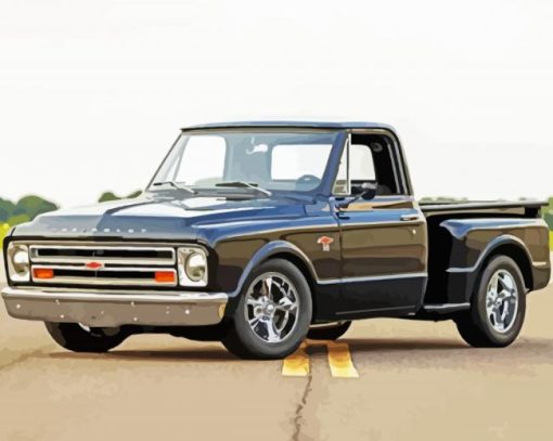 Black Truck 1967 Chevy Stepside Diamond Paintings