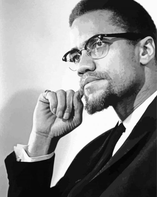 Black And White Malcolm X Diamond Paintings