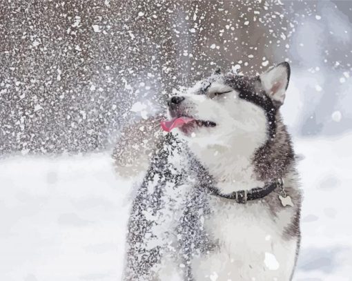 Cute Winter Dog Diamond Paintings