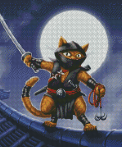 Japanese Ninja Cat Diamond Paintings