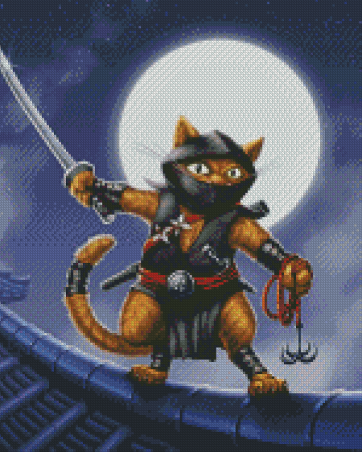 Japanese Ninja Cat Diamond Paintings