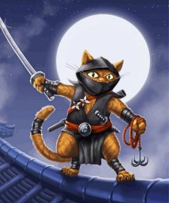 Japanese Ninja Cat Diamond Paintings