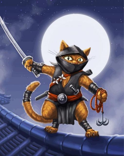 Japanese Ninja Cat Diamond Paintings