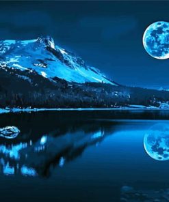 Lake And Full Moon Landscape Diamond Paintings