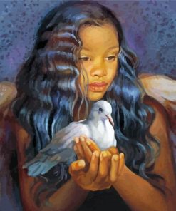 Little Girl Holding Dove Art Diamond Paintings