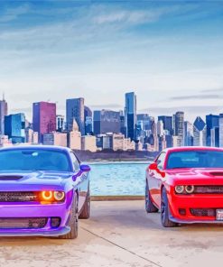 Purple Red Dodge Hellcat Diamond Paintings