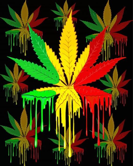 Splatter Marijuana Leaf Art Diamond Paintings