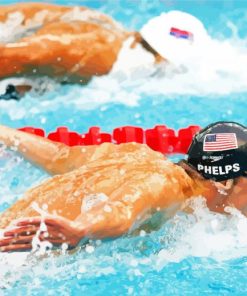 Swimmers In Swimming Competition Diamond Paintings