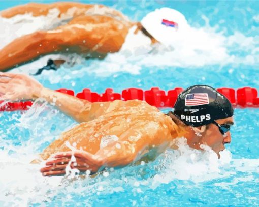 Swimmers In Swimming Competition Diamond Paintings