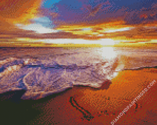 Beach With Heart Sunset Diamond Paintings