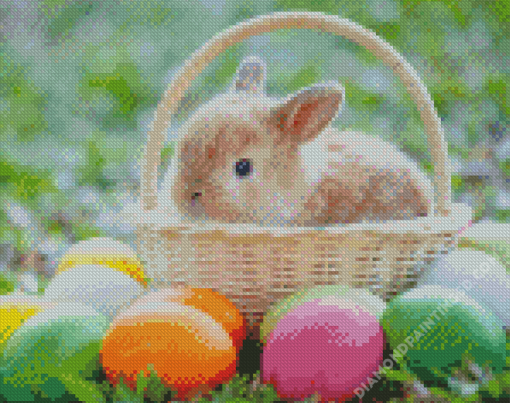 Adorable Bunny With Eggs Diamond Paintings