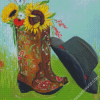 Aesthetic Cowboy Hat And Floral Boot Diamond Paintings