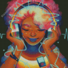 Afro Girl With Headphones Diamond Paintings