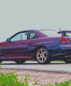 Purple Nissan Skyline Car Diamond Paintings