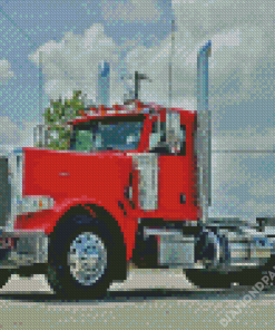 Red Peterbilt Semi Diamond Paintings