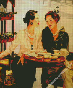 Classic Women Drinking Coffee Diamond Paintings