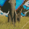 Blue Butterflies Elephant Diamond Paintings