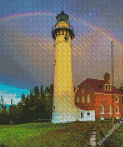 Lighthouse With Rainbow Diamond Paintings