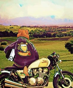 Aesthetic Bear On Motorcycle Diamond Paintings