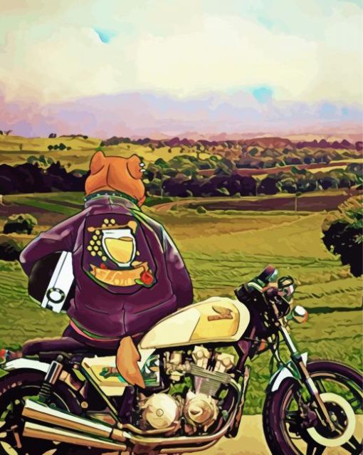 Aesthetic Bear On Motorcycle Diamond Paintings