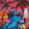 Baby Stitch On Beach Diamond Paintings