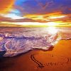 Beach With Heart Sunset Diamond Paintings