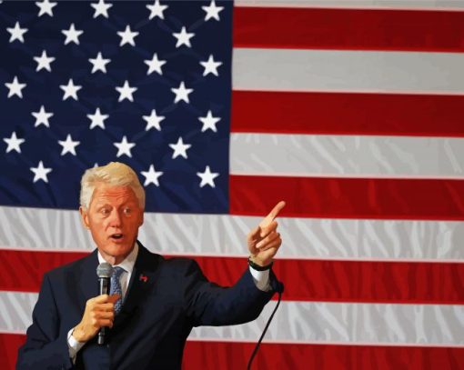 Bill Clinton And USA Flag Diamond Paintings