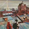 Cats On A Roof In Paris Art Diamond Paintings