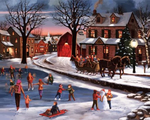 Christmas Ice Skating Diamond Paintings