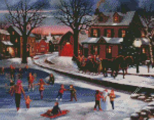 Christmas Ice Skating Diamond Paintings