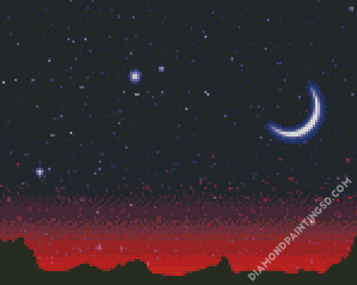 Crescent Moon Starry Night Diamond Paintings