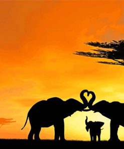 Elephant Love Silhouette Diamond Paintings