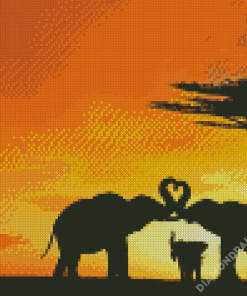 Elephant Love Silhouette Diamond Paintings