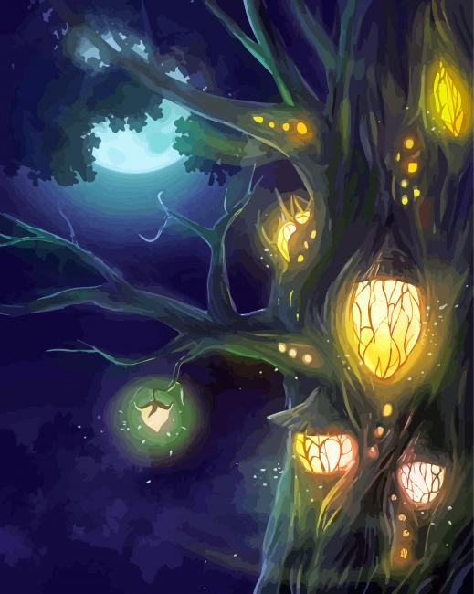 Fairy Houses At Night Diamond Paintings