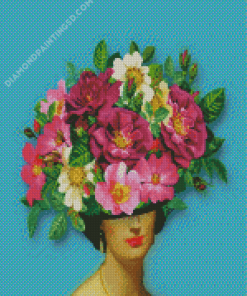 Floral Woman Head Diamond Paintings